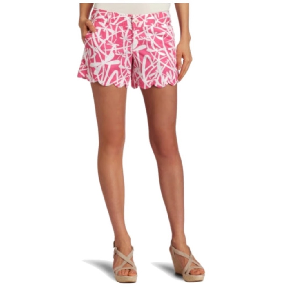 Lilly Pulitzer Women's Buttercup Scalloped Shorts, Size 8, Pink Dragonfly